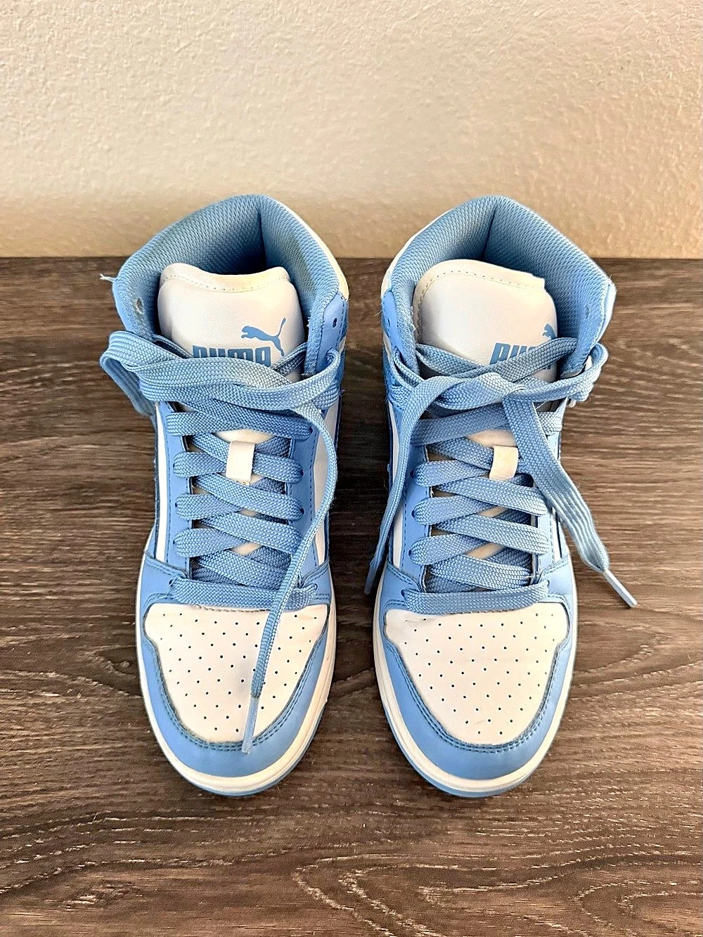 Puma Hi High Top Sneakers Blue & White US Size 4 Big Kids - Picture 2 of 9